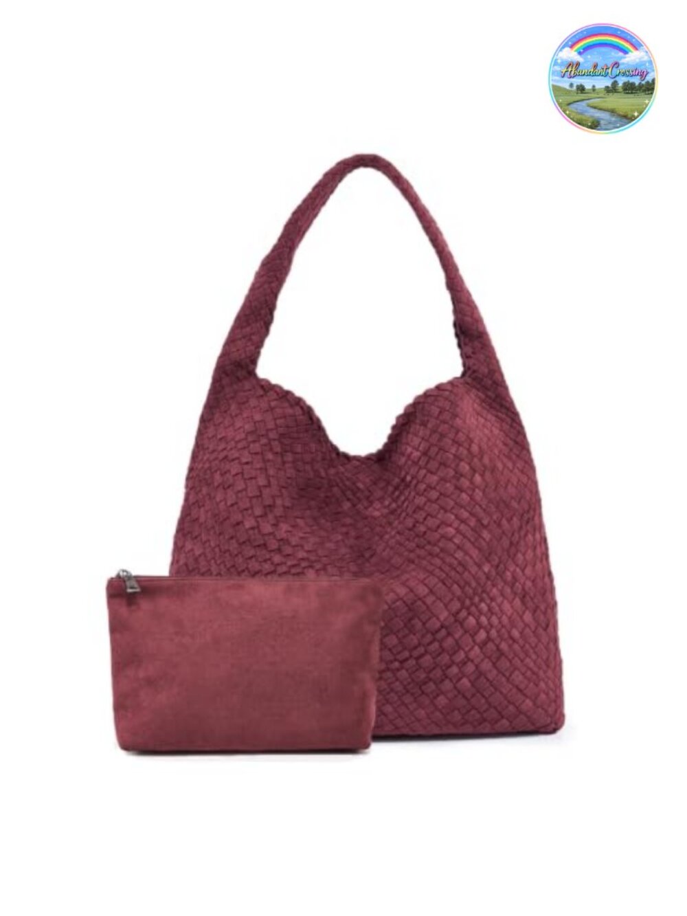 Woven Leather Tote Bag for Women Large Handbag with Clutch